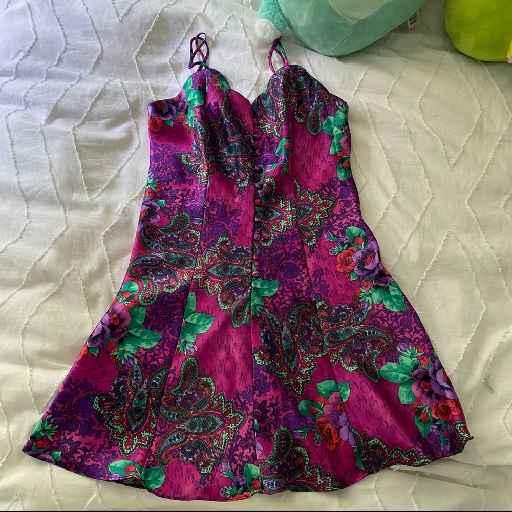 Vintage 80s/90s gold label Victoria’s Secret button down slip dress